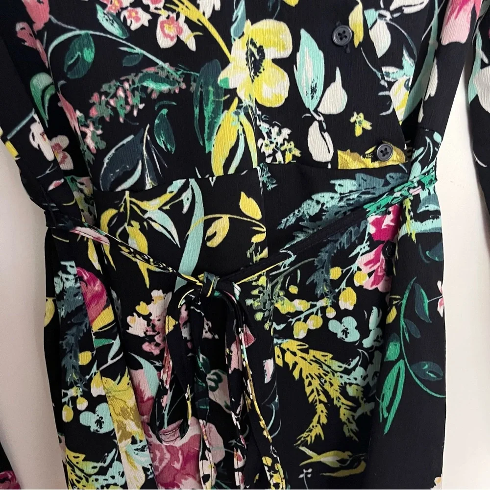 VERO MODA | Floral Asymmetrical Button Wrap Dress Sz S - Picture 6 of 7